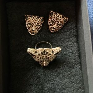 Ring and earring -leopard face